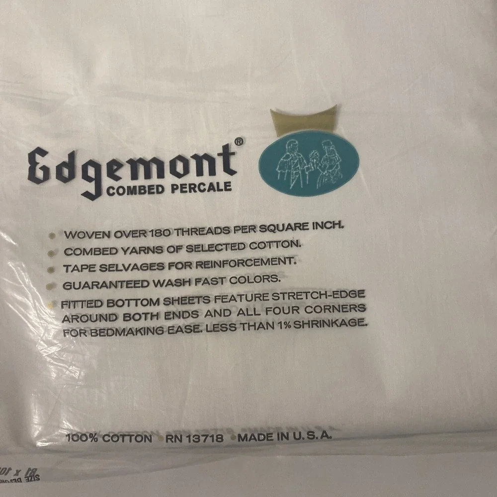 Vintage Edgemont Combed Percale Double Bed 81x108 Flat Sheet White